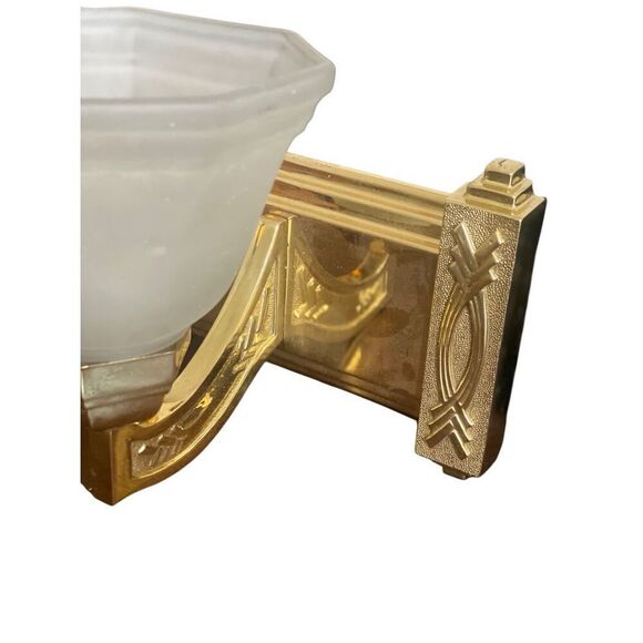 Art Deco Style Chevron Design Vanity Light Sconse Solid Brass Vintage - Picture 6 of 10